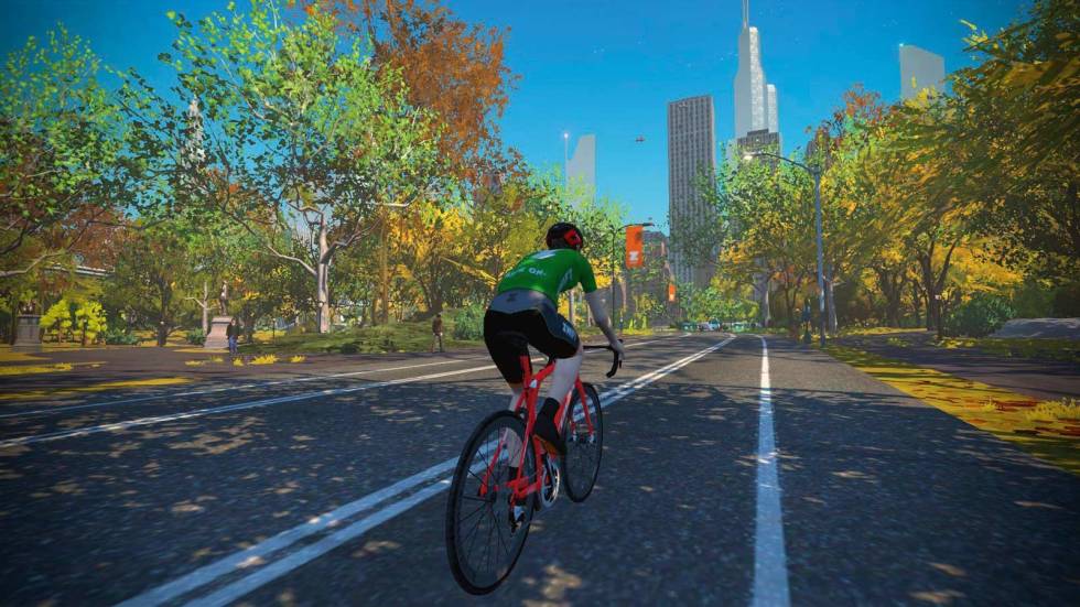 THE BIG APPLE: Zwift har fem virtuelle landskap du kan sykle i, New York er en av dem. Zwift-3
